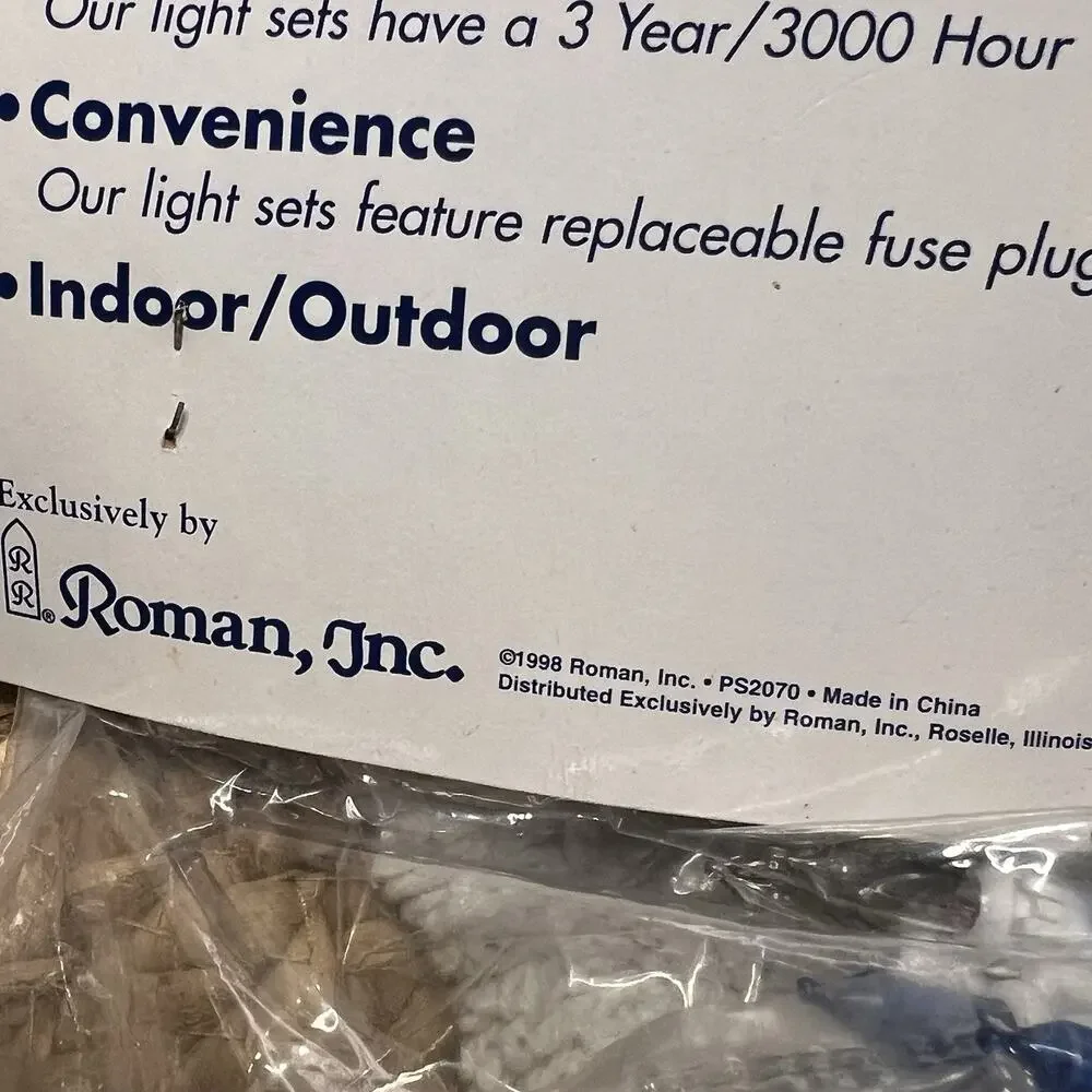 Vintage 1998 Roman 300 Blue Ice Icicle String Lights White Cord Indoor Outdoor